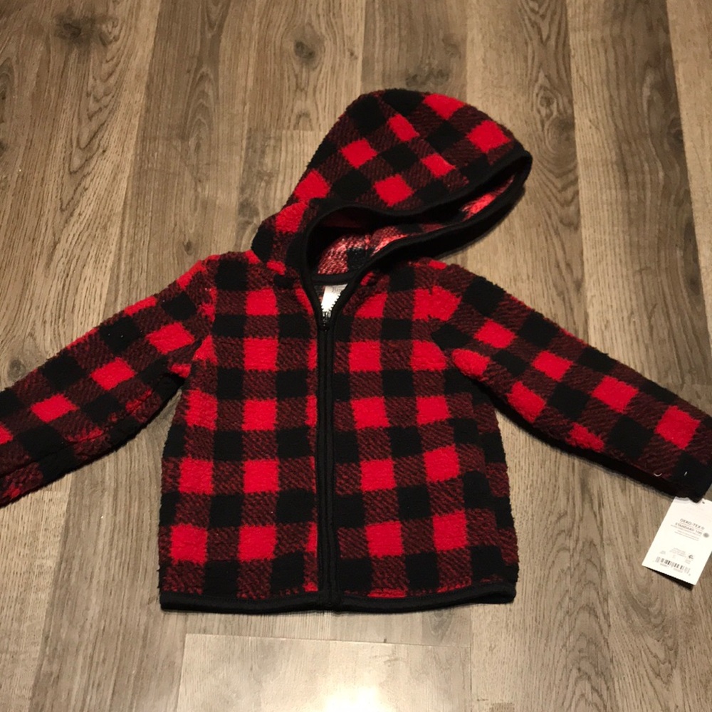 NWT Carters buffalo plaid fleece zip up